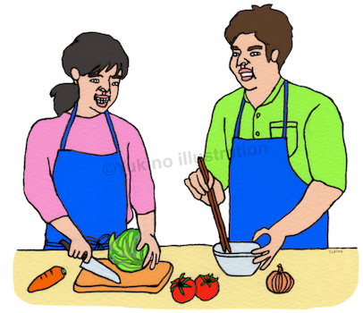 料理をする夫婦 イラストレーターyukino1118のwebsite