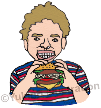 ハンバーガーを食べている少年 イラストレーターyukinoのwebsite