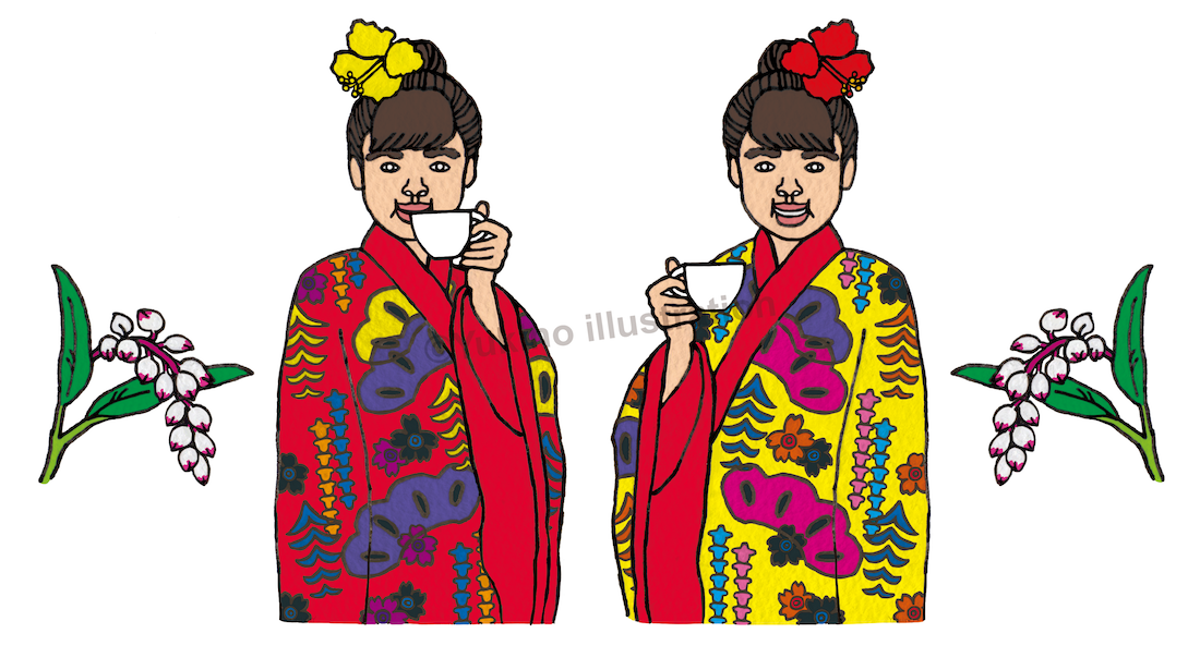 沖縄琉球民族衣装双子イラスト